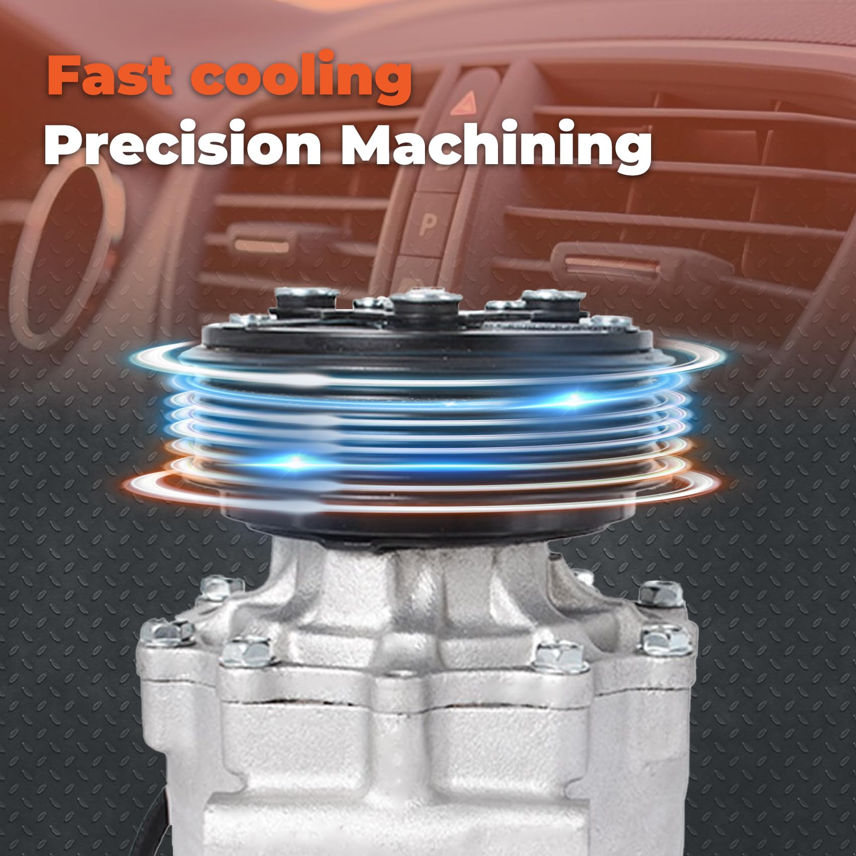 labwork close-up of A/C clutch detail highlighting reliable engagement