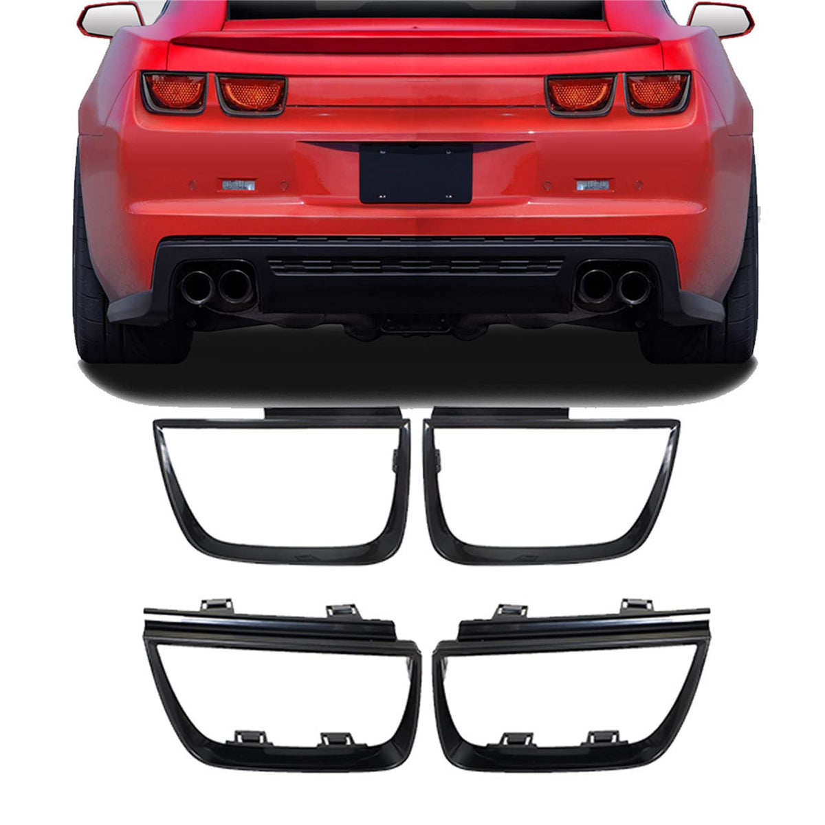 labwork front view of four glossy black bezel covers shows clean replacement styling and quality