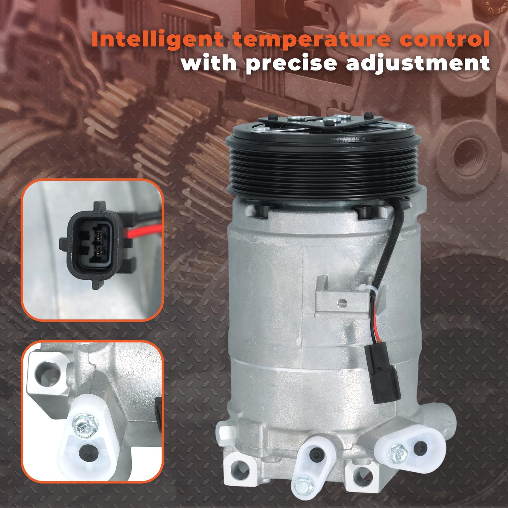 labwork compressor mounted in engine bay demonstrating direct-fit installation benefit