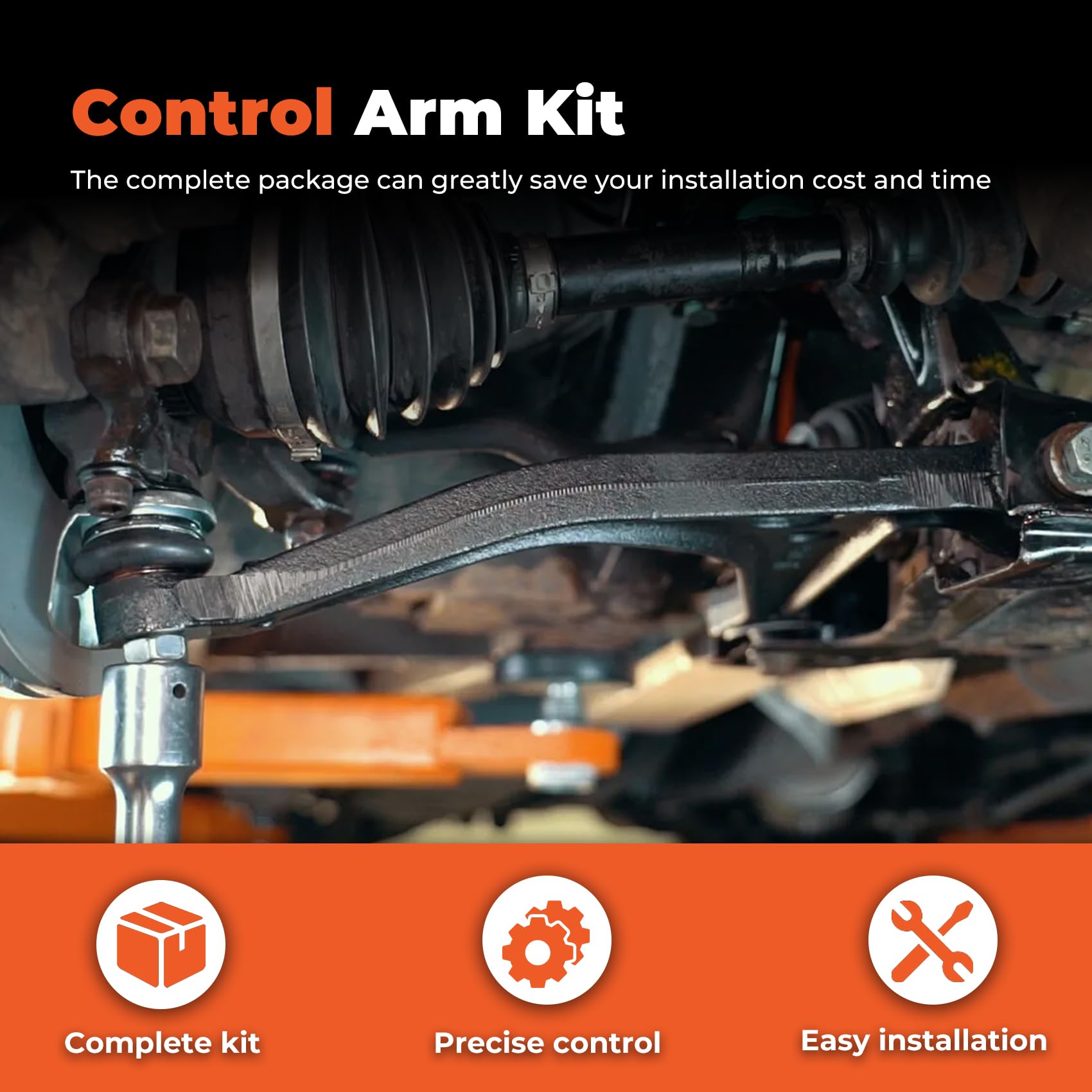 labwork installed on vehicle front suspension demonstrating restored geometry