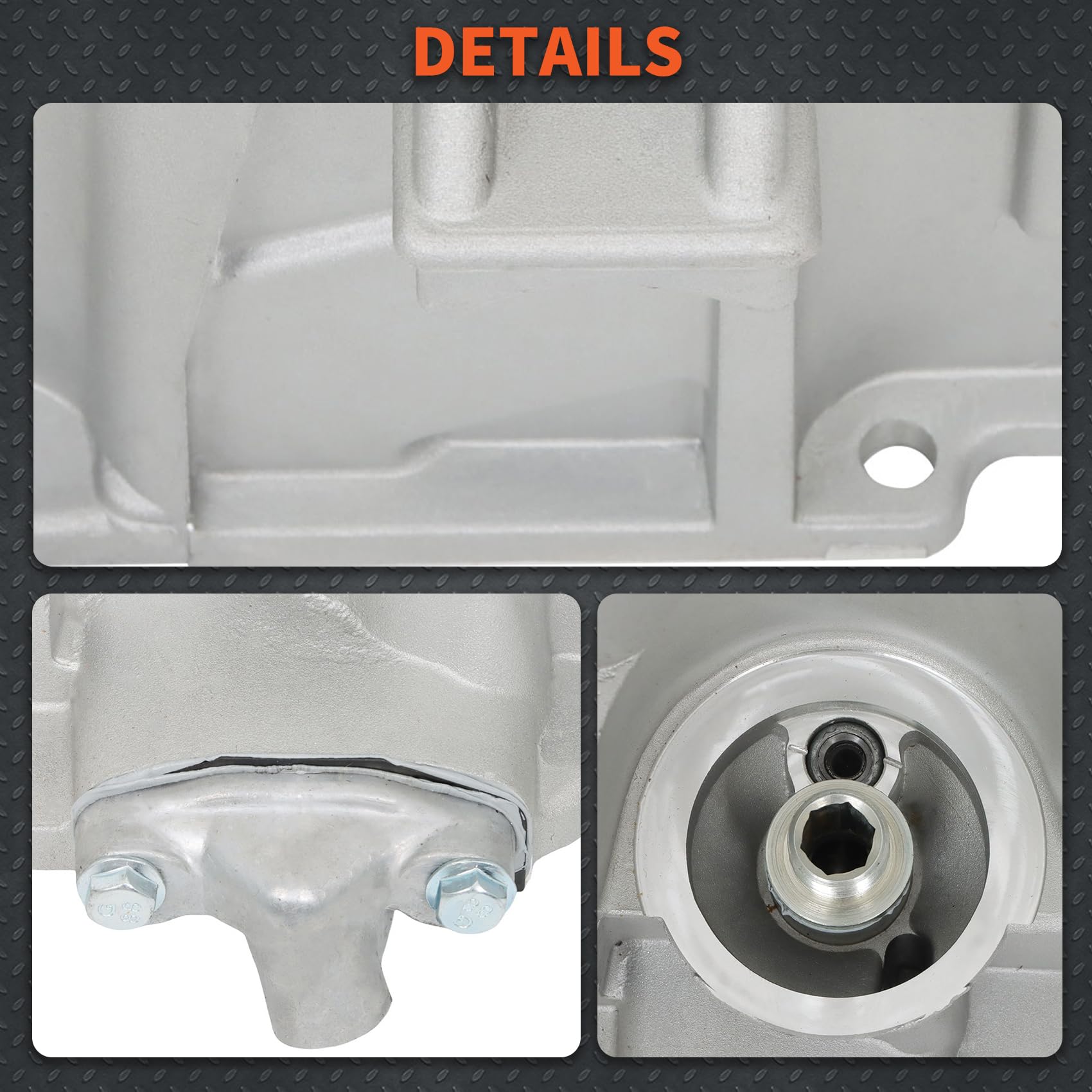 labwork oil pan installed under truck demonstrating direct-fit replacement benefit