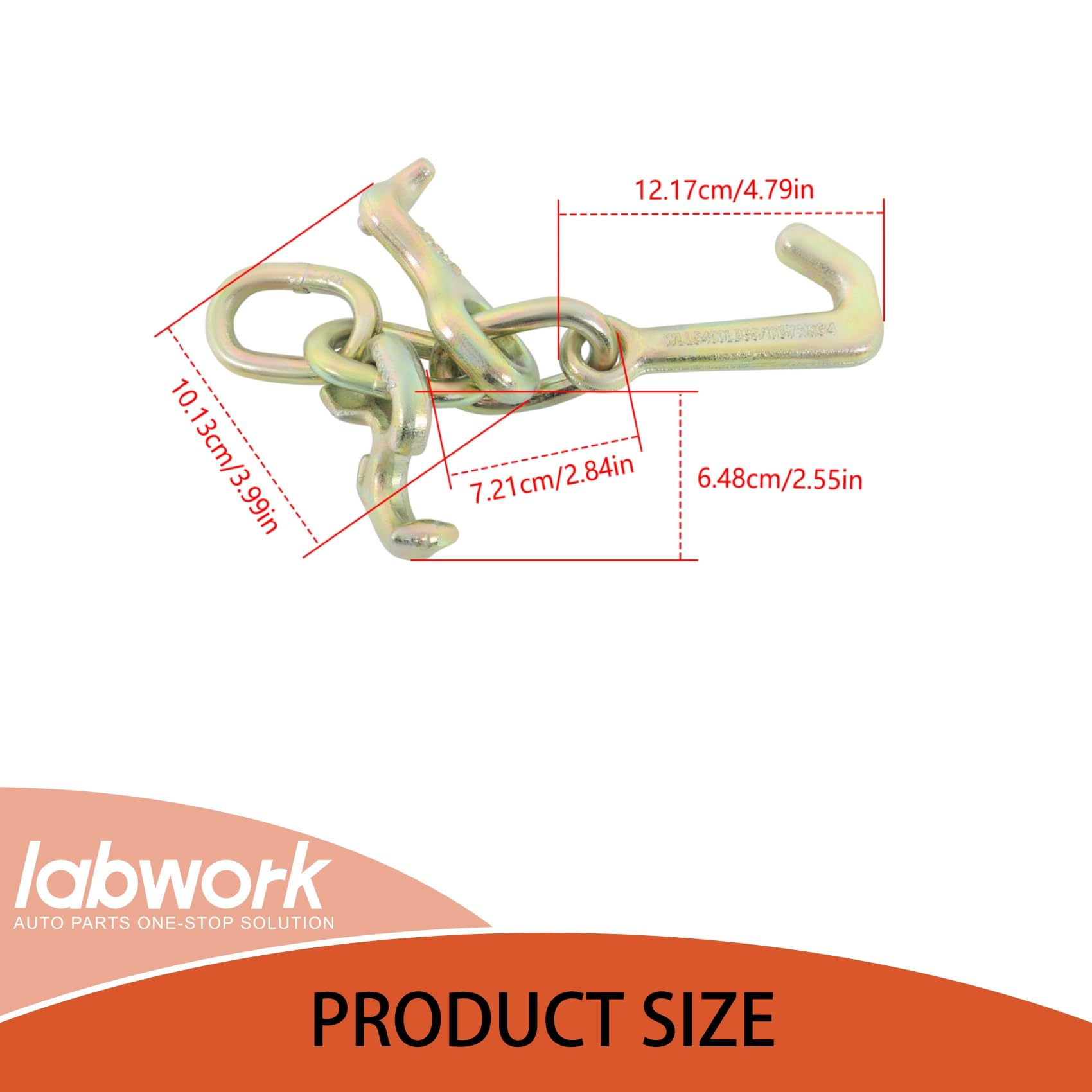 labwork cluster hook beside ruler showing 5/16 inch scale for sizing clarity