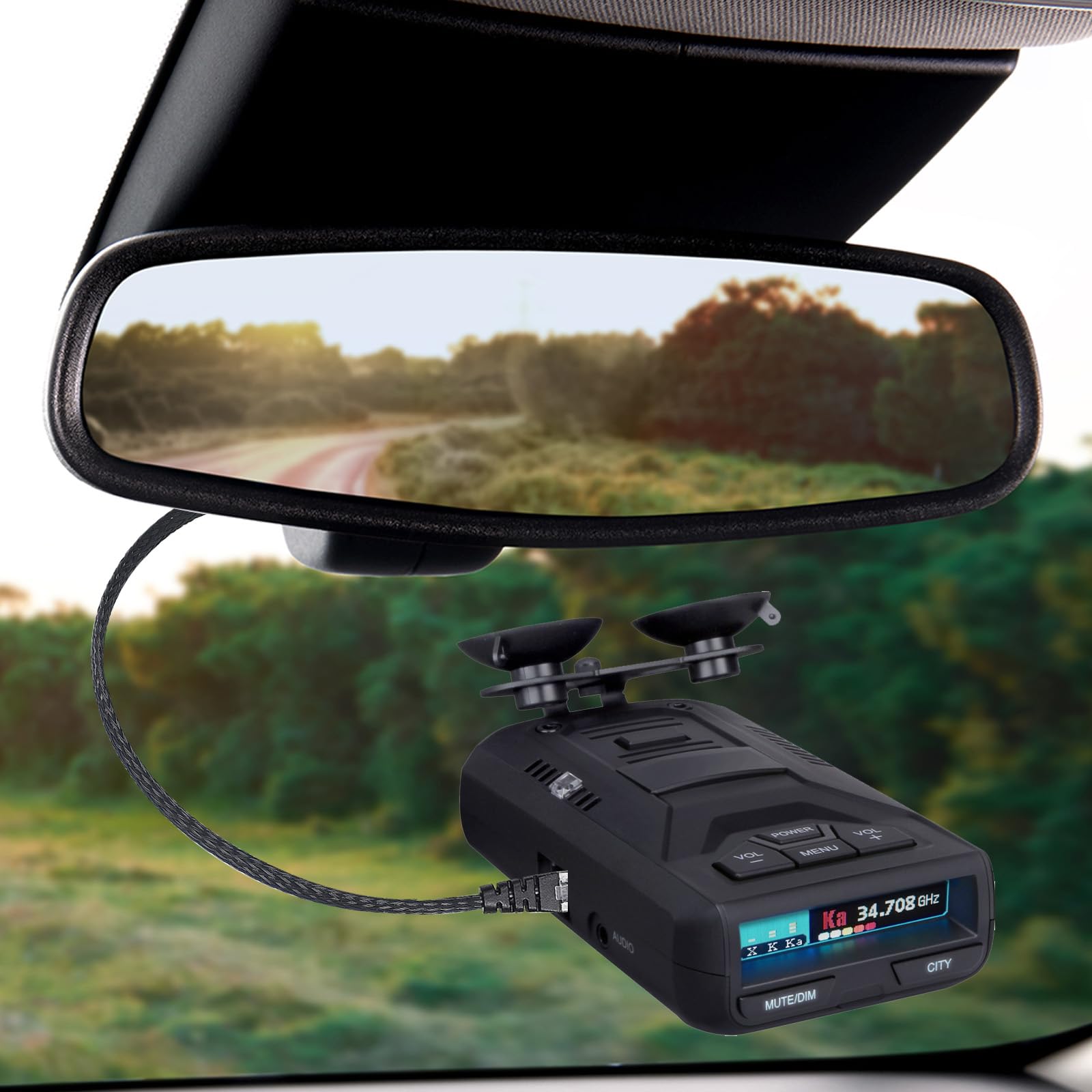Lakapre installed in car windshield offering clutter-free driving