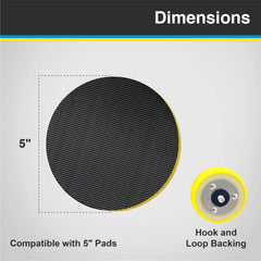 Lake Country backing plate mounted on polisher polishing a car panel for even finish