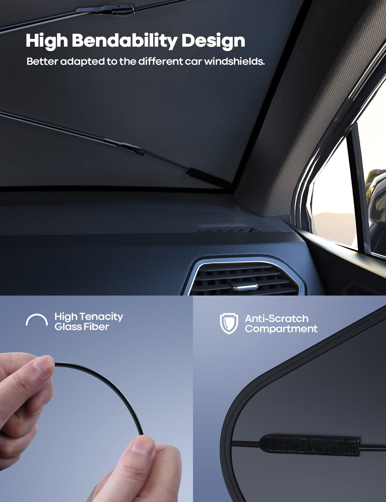 Lamicall folded in storage bag compact for glove compartment or trunk organization