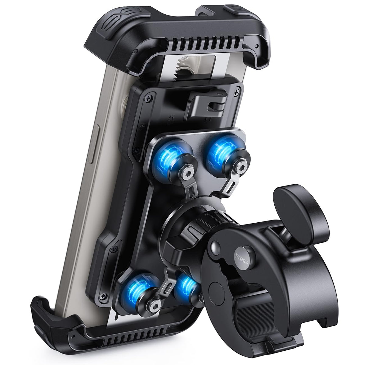 Lamicall front-mounted view showing secure phone hold and improved visibility