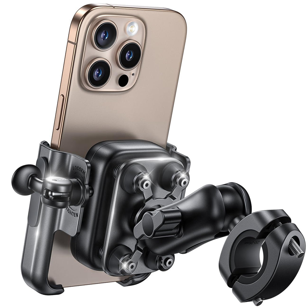Lamicall front view mounted on handlebar showing secure hold and stability