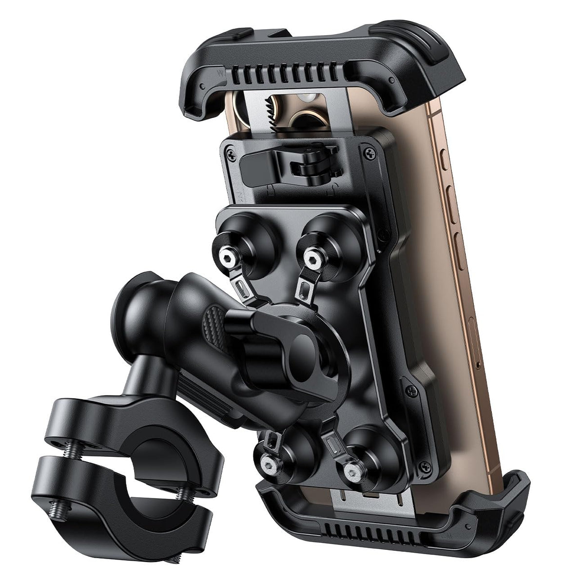 Lamicall front view mounted on handlebar showing secure hold and stability