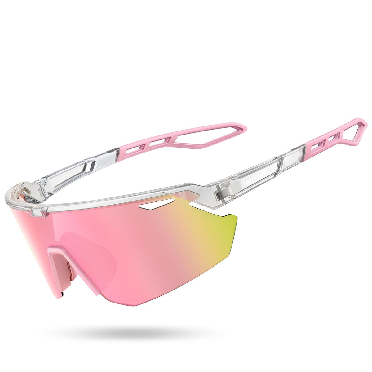 Lamicall front view of polarized sunglasses showing wraparound coverage and clear vision benefits