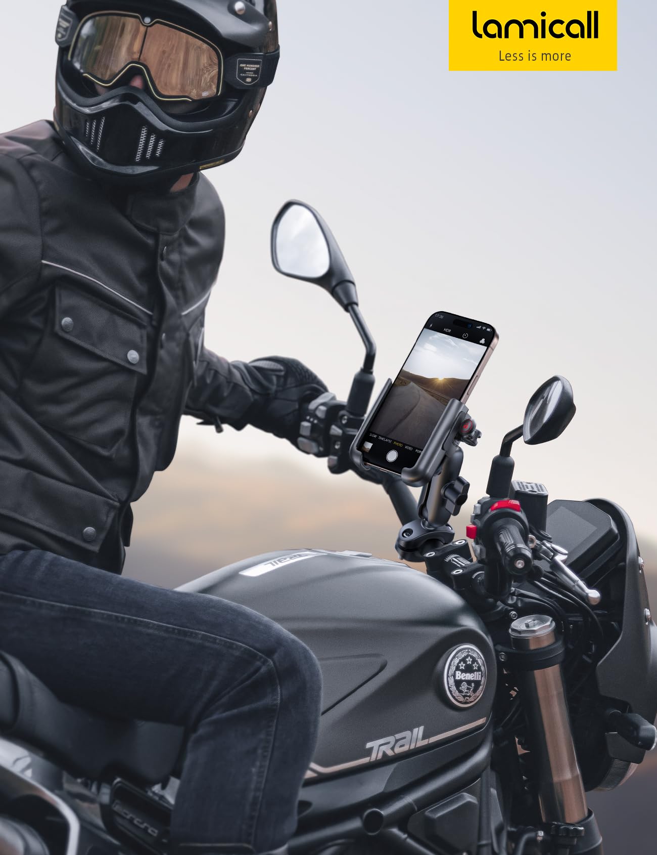 Lamicall lifestyle ride shot showing steady dashboard view while riding