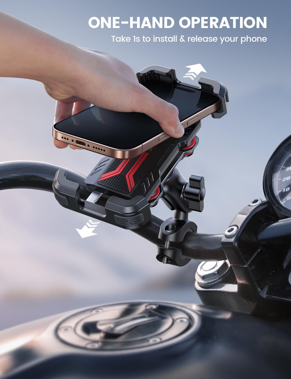 Lamicall mounted phone in use on motorcycle providing clear navigation visibility and control