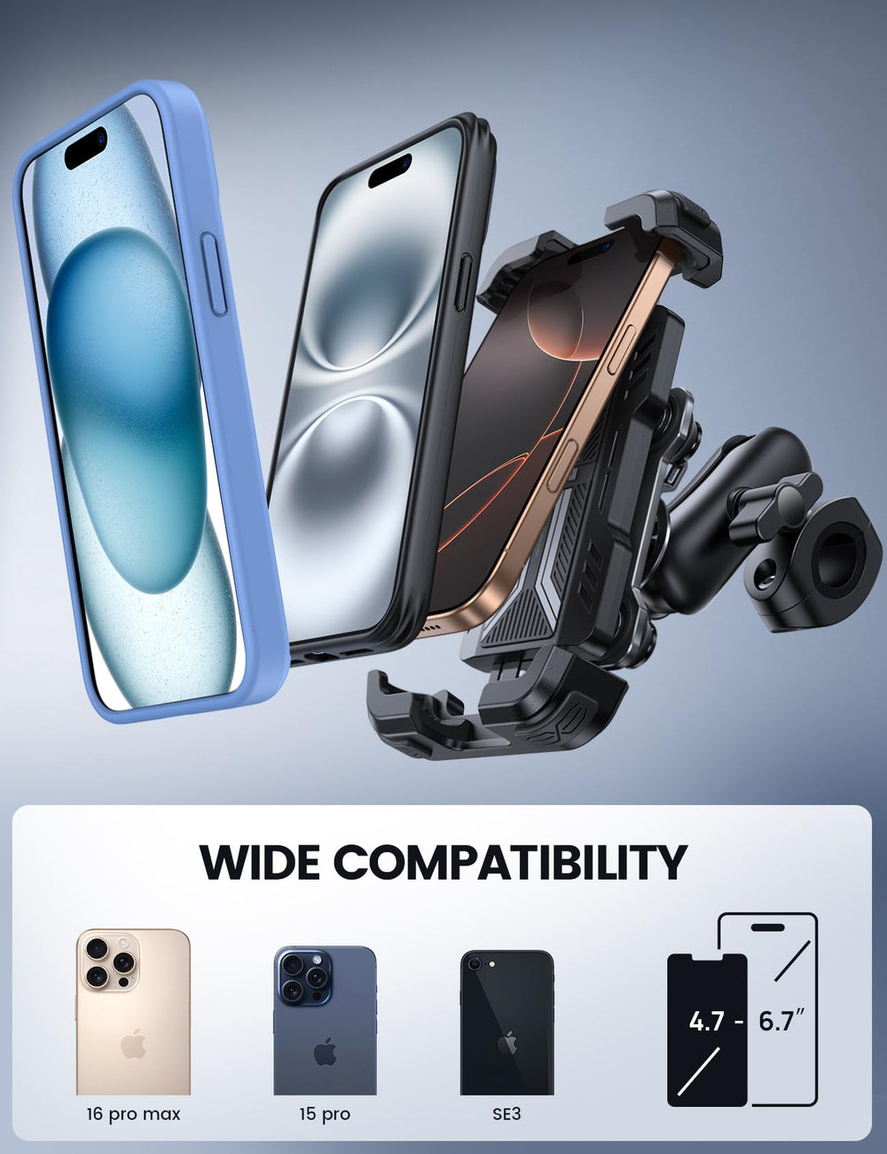Lamicall phone clamp corner rubber pads cushioning phone against shocks