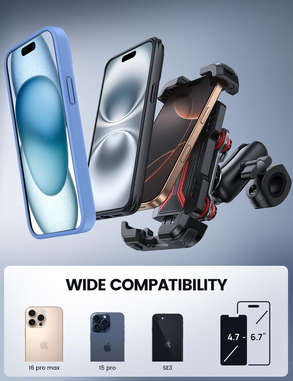 Lamicall phone clamp with cushioned corners protecting phone from impacts and scratches
