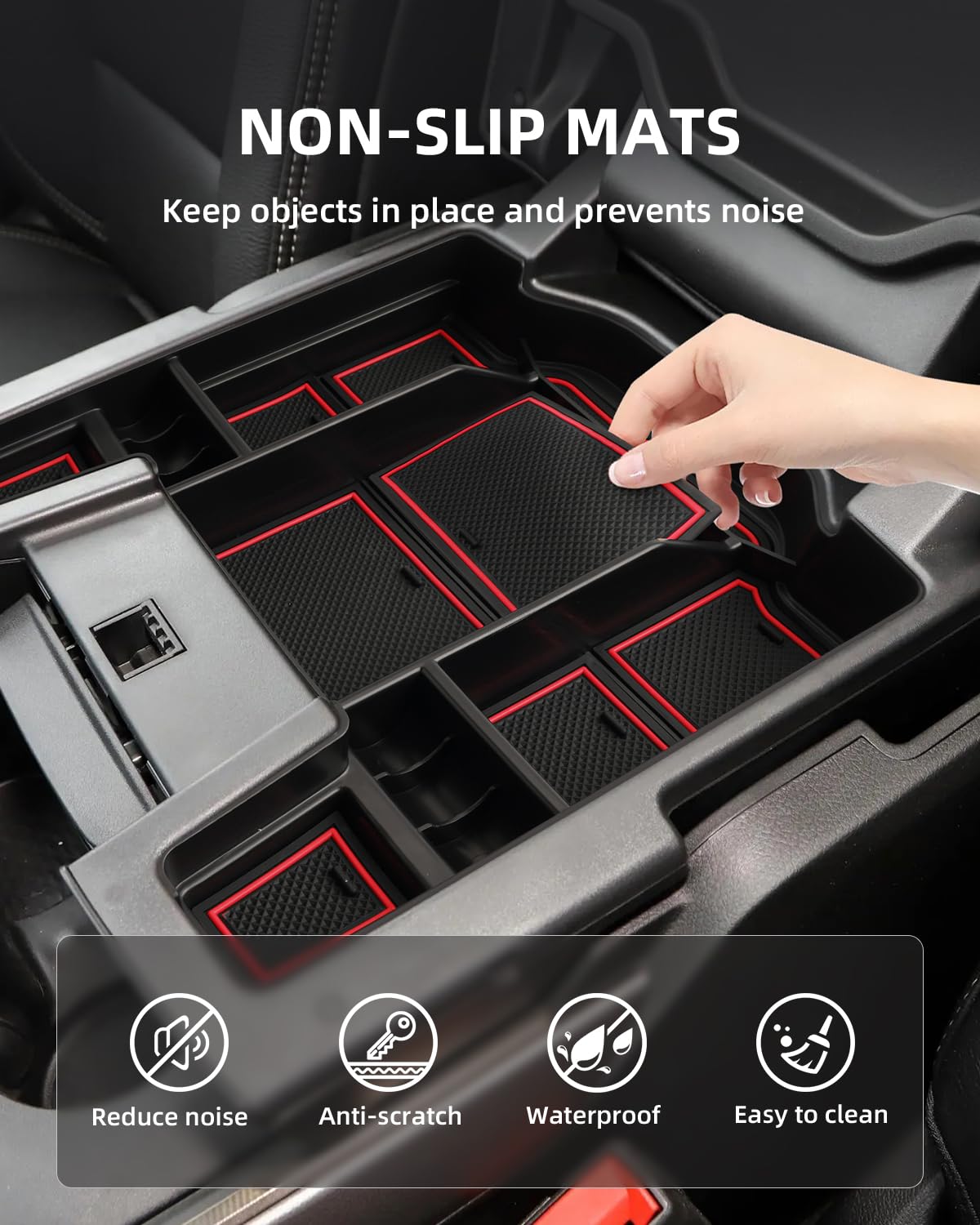 LANGBEAN lifestyle shot of truck interior showing organized console improving driver focus