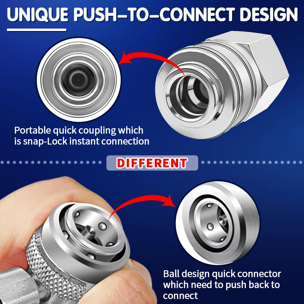Langina threaded adapters detail showing 1/2" G and 3/4" GHT compatibility for versatility
