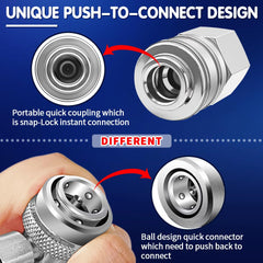 Langina threaded adapters detail showing 1/2" G and 3/4" GHT compatibility for versatility