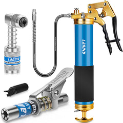 LANNIU grease gun front view showing compact heavy-duty construction and reliable pressure