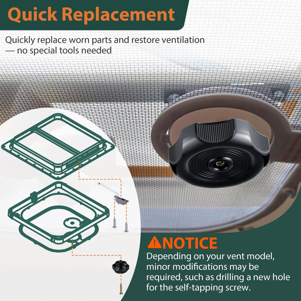 Lanties installed in RV vent demonstrating restored smooth opening