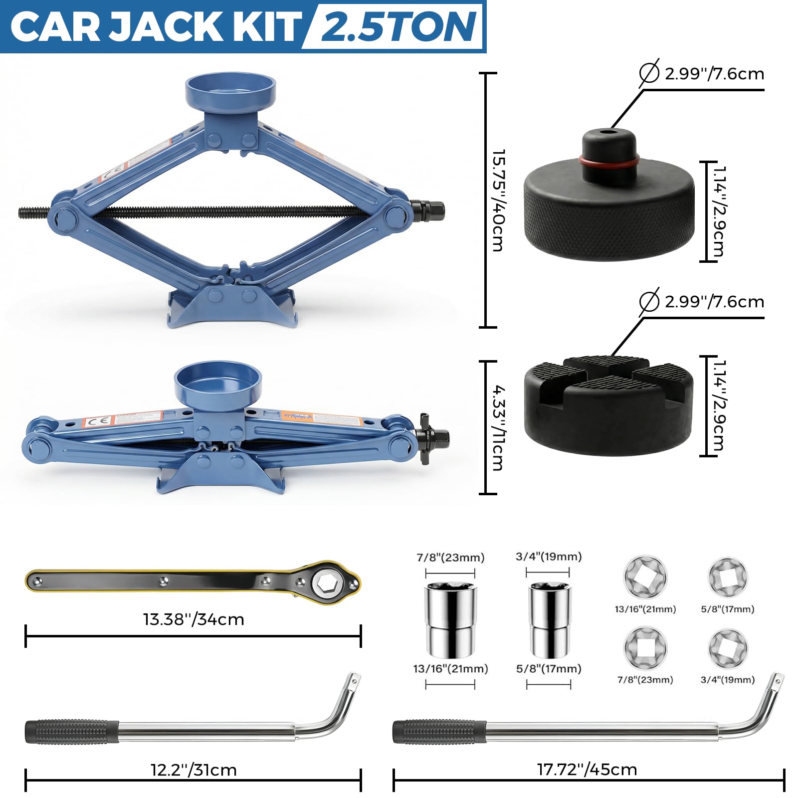 LARBANKE side profile of scissor jack displaying steel build and stability