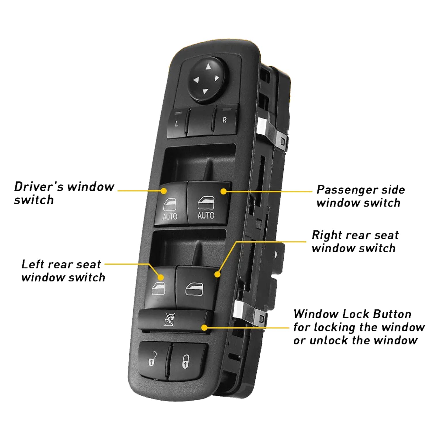 Larlansz switch installed in Jeep Grand Cherokee door demonstrating restored control convenience