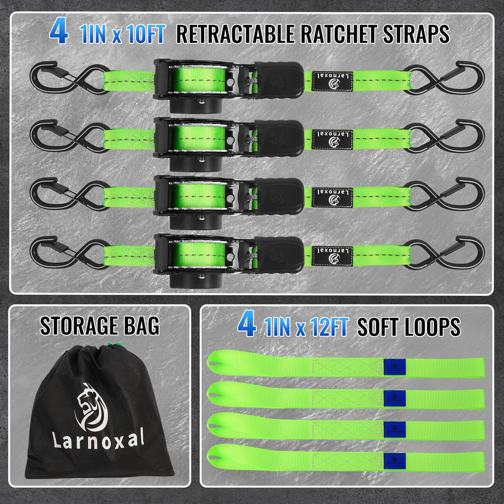 Larnoxal straps next to tape measure showing 1 inch by 10 foot scale