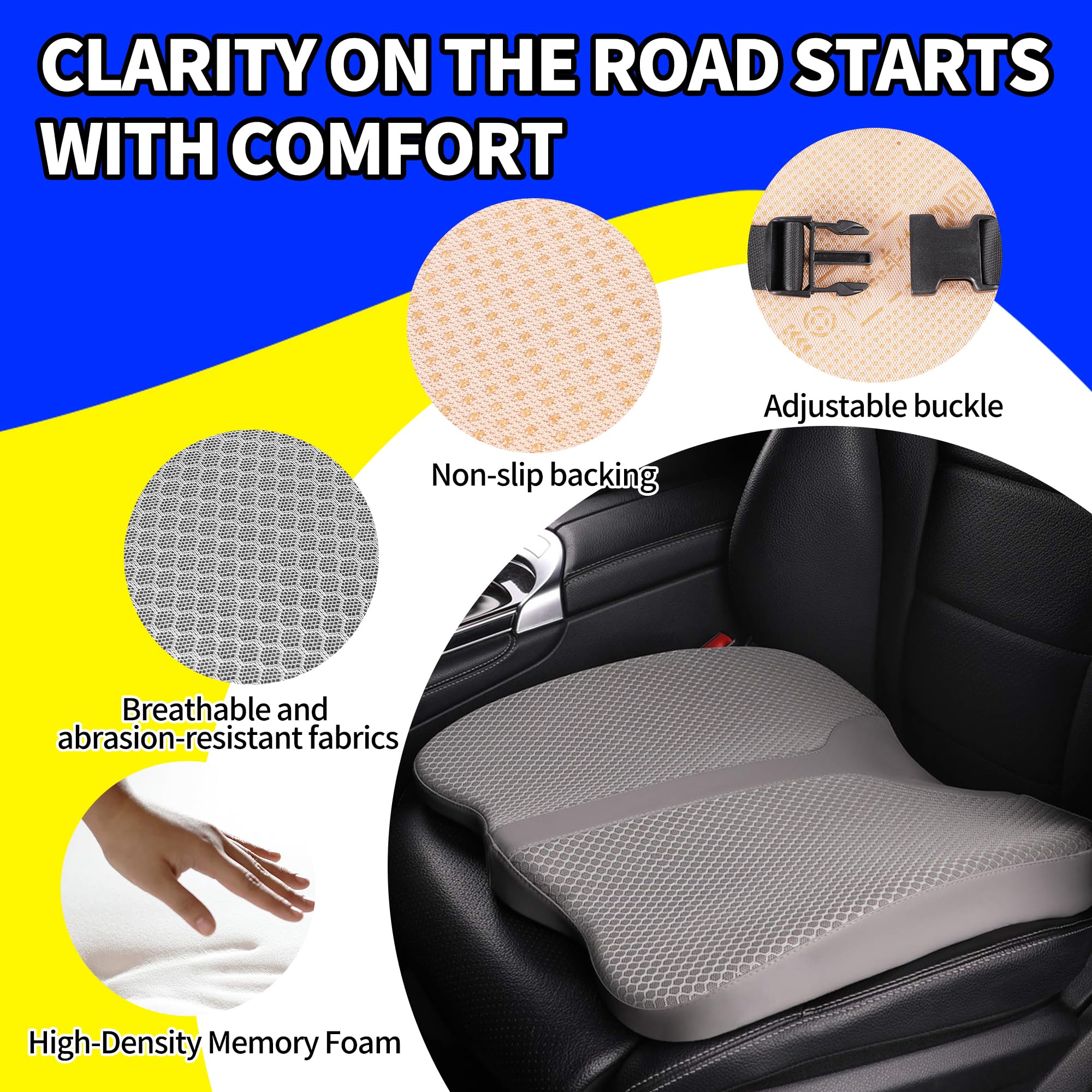 LARROUS seat cushion installed in car improving posture and visibility