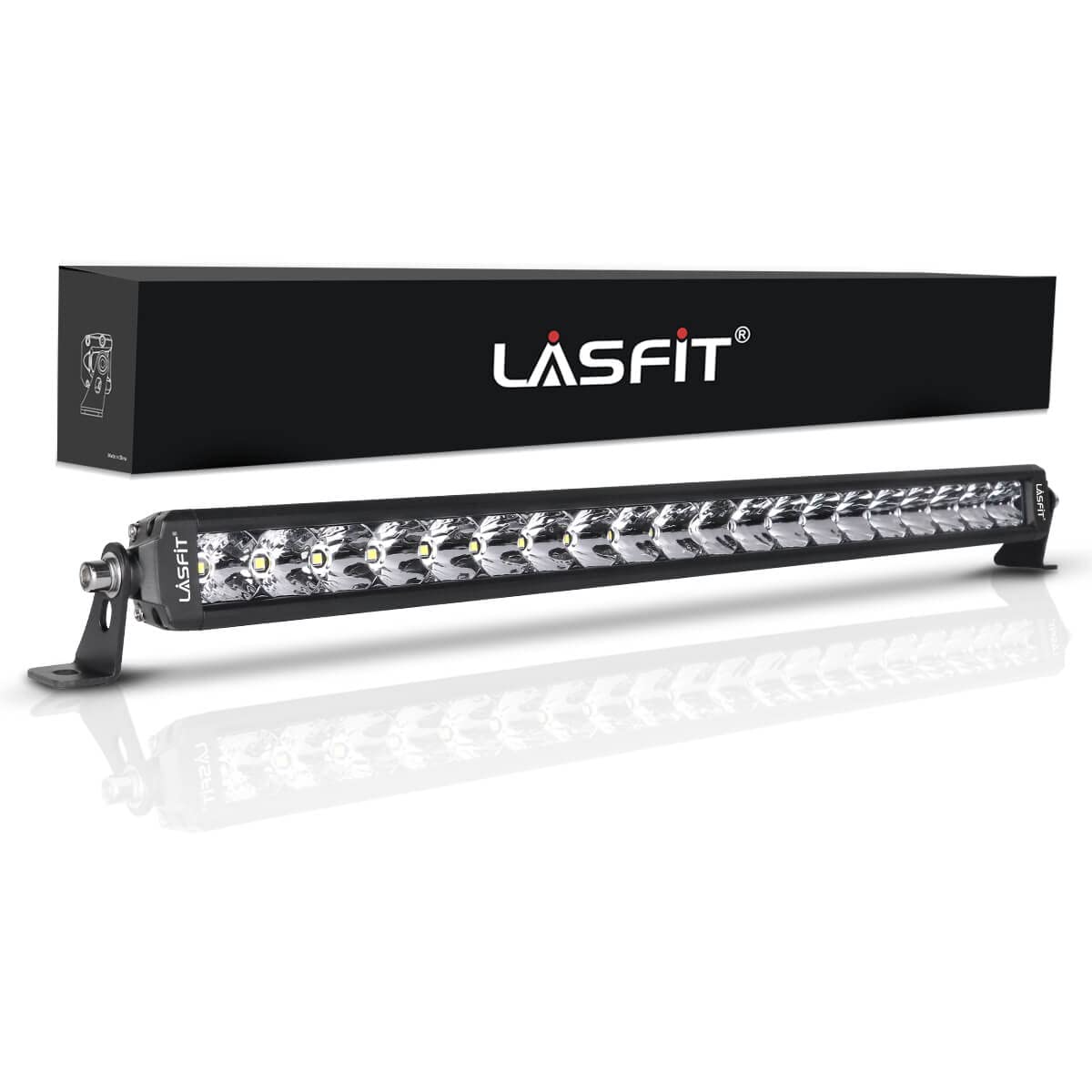 LASFIT 22-inch front view showing full LED bar and bright beam benefit