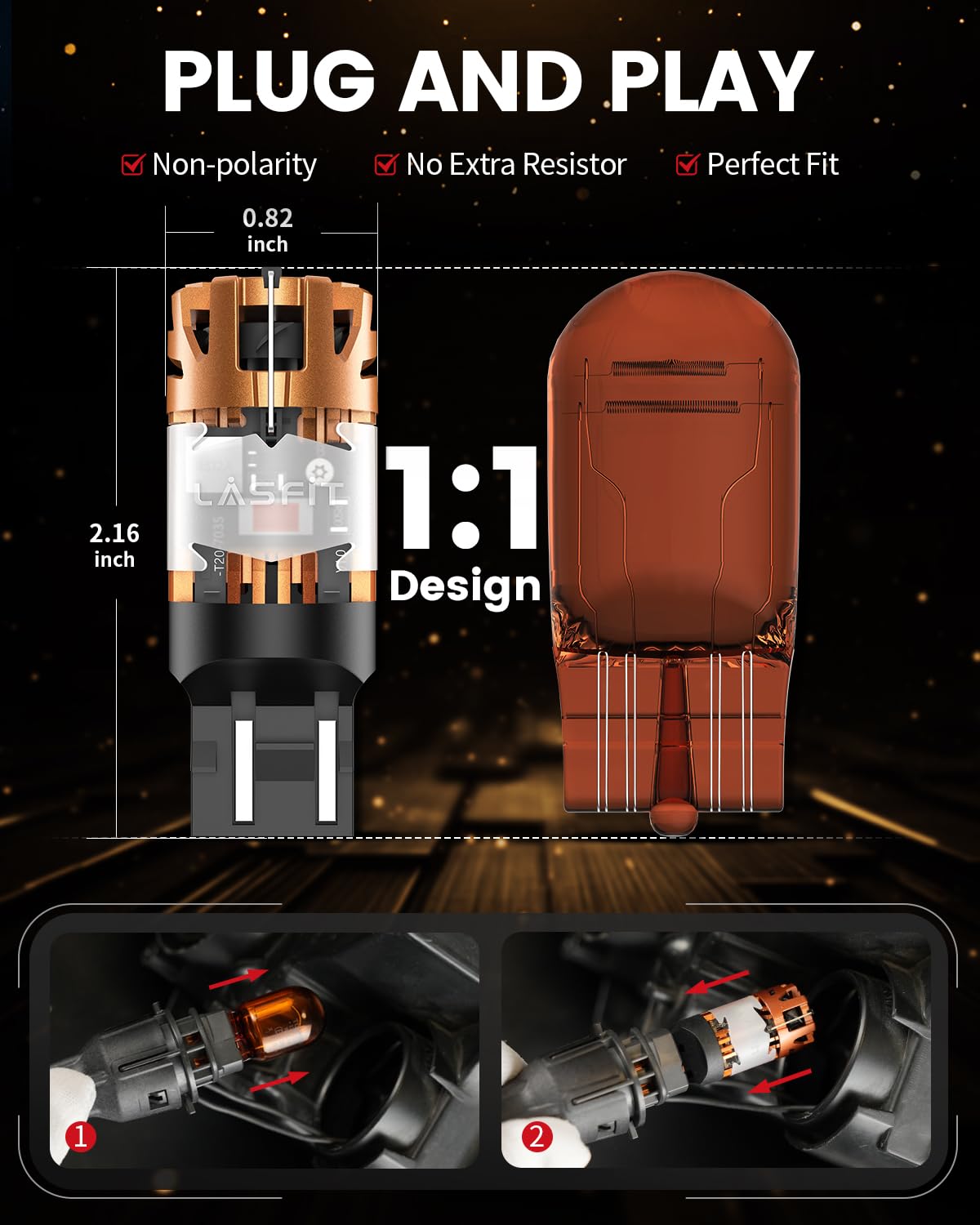 LASFIT bulb base and socket engagement demonstrating plug-and-play installation ease