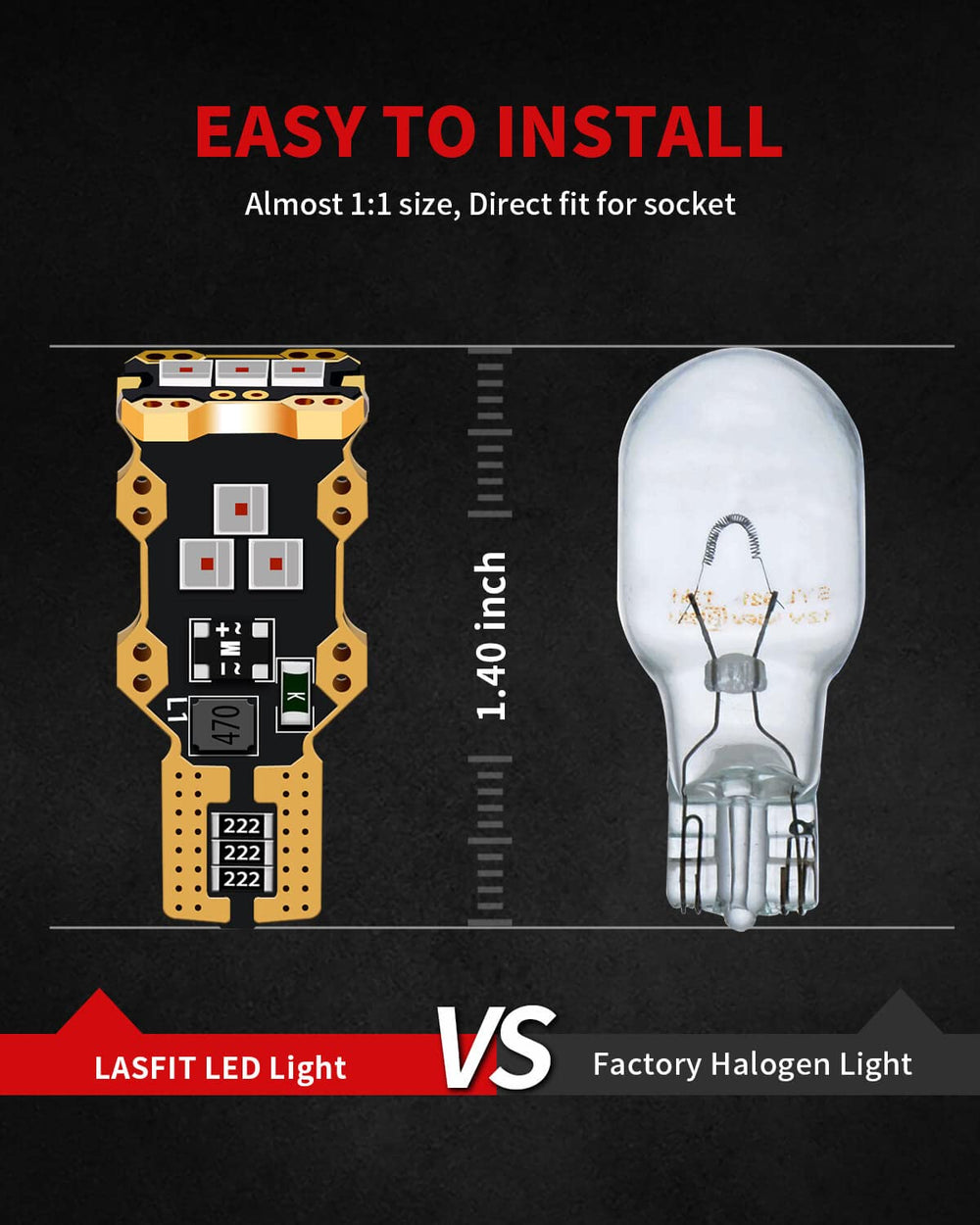 LASFIT packaged bulbs ready to install with warranty and support info