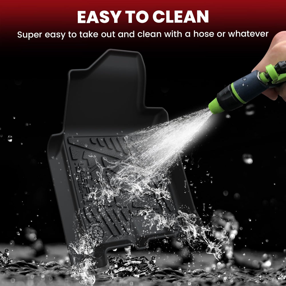 LASFIT with mud and water demonstrating easy cleaning and durability