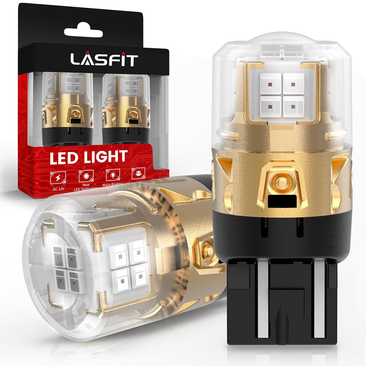 LASFIT L2 front-facing bulb showing bright red lens and improved visibility