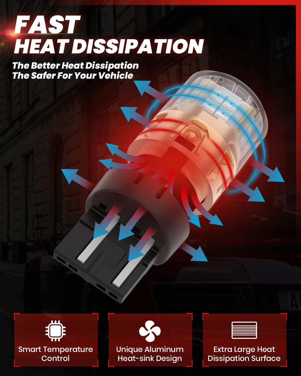 LASFIT L2 installed in a car tail light demonstrating brighter brake signal