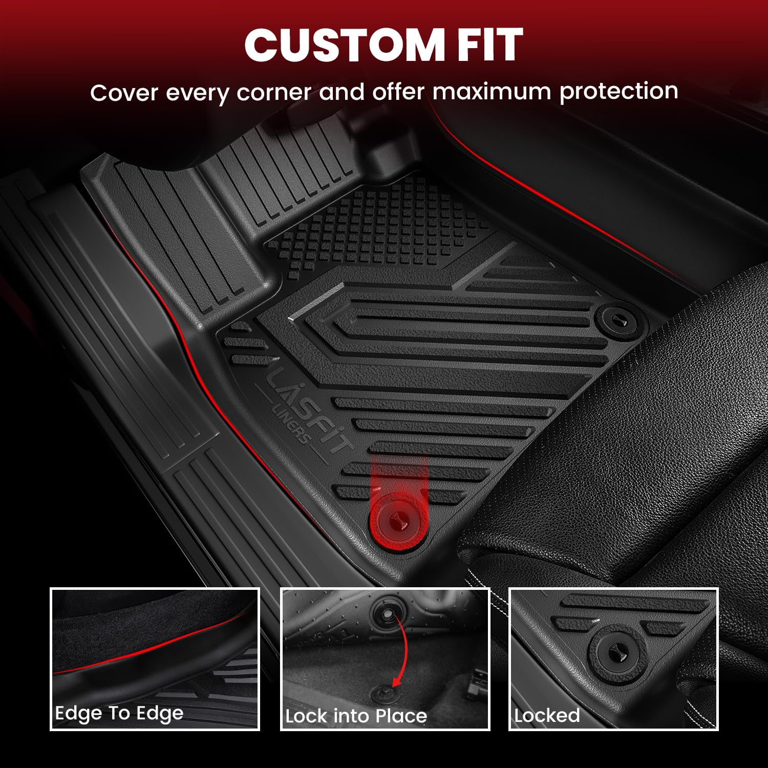 LASFIT second row mat installed in Legacy protecting rear carpet from dirt