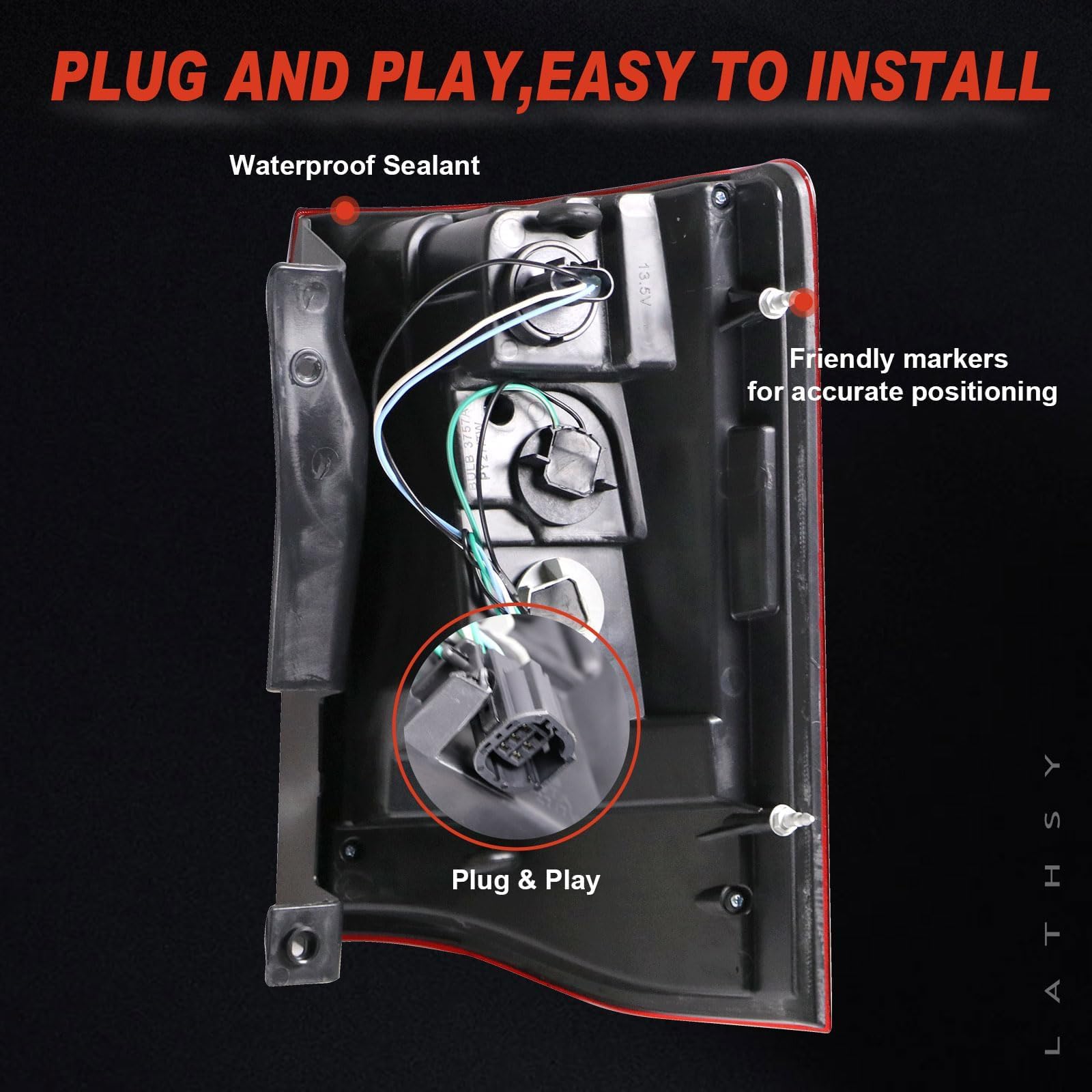 Lathsy bulb socket detail with plugs installed, speeds plug-and-play swap