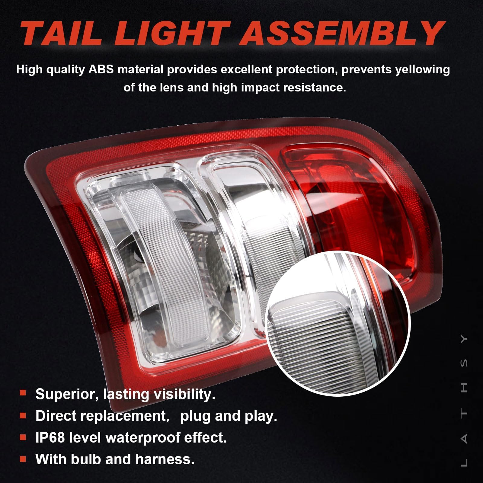 Lathsy tail light gasket closeup highlighting weatherproof sealing