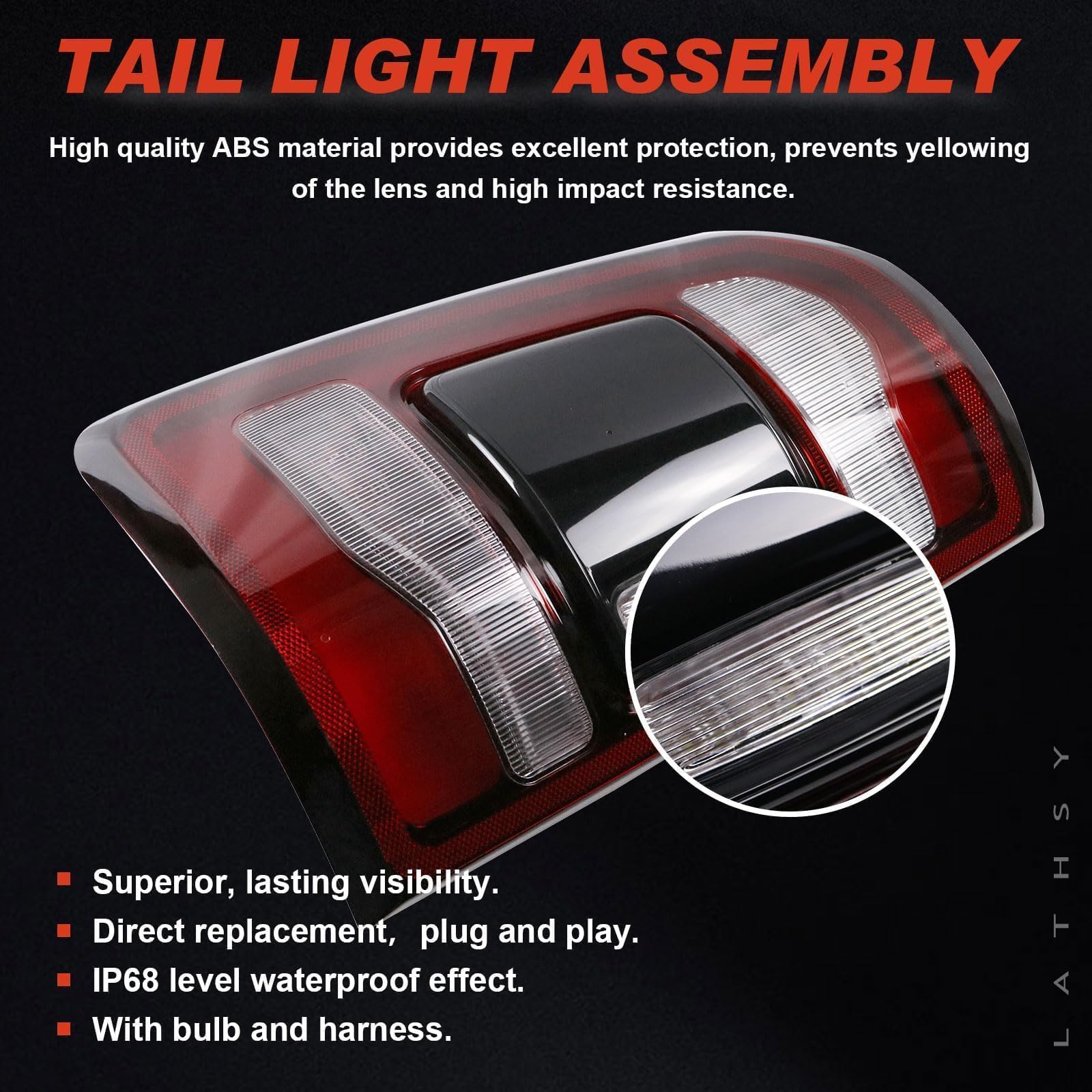 Lathsy tail light next to toolbox showing scale for quick DIY replacement