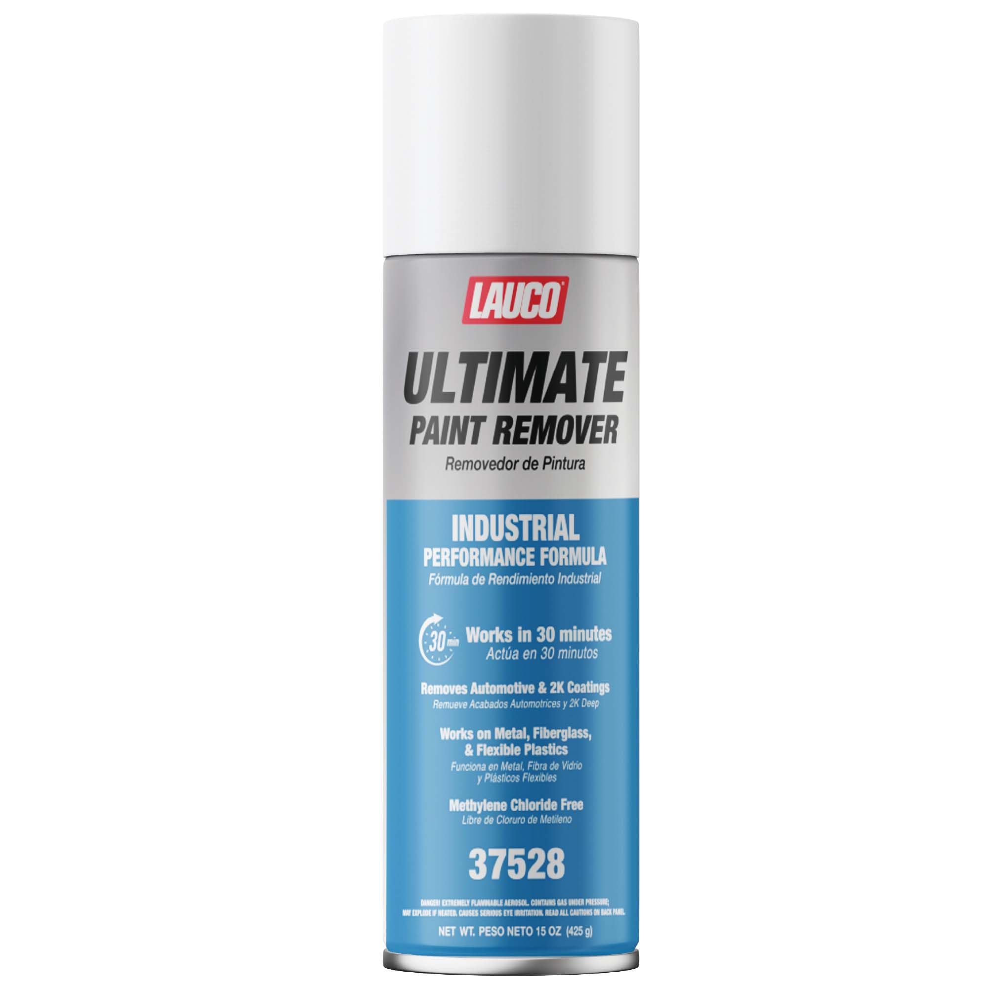 LAUCO front can spray showing label and usable benefit