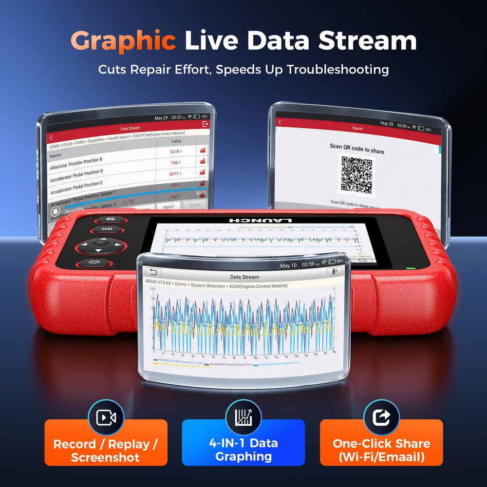 LAUNCH CRP123X paired with battery tester add-on for complete battery checks