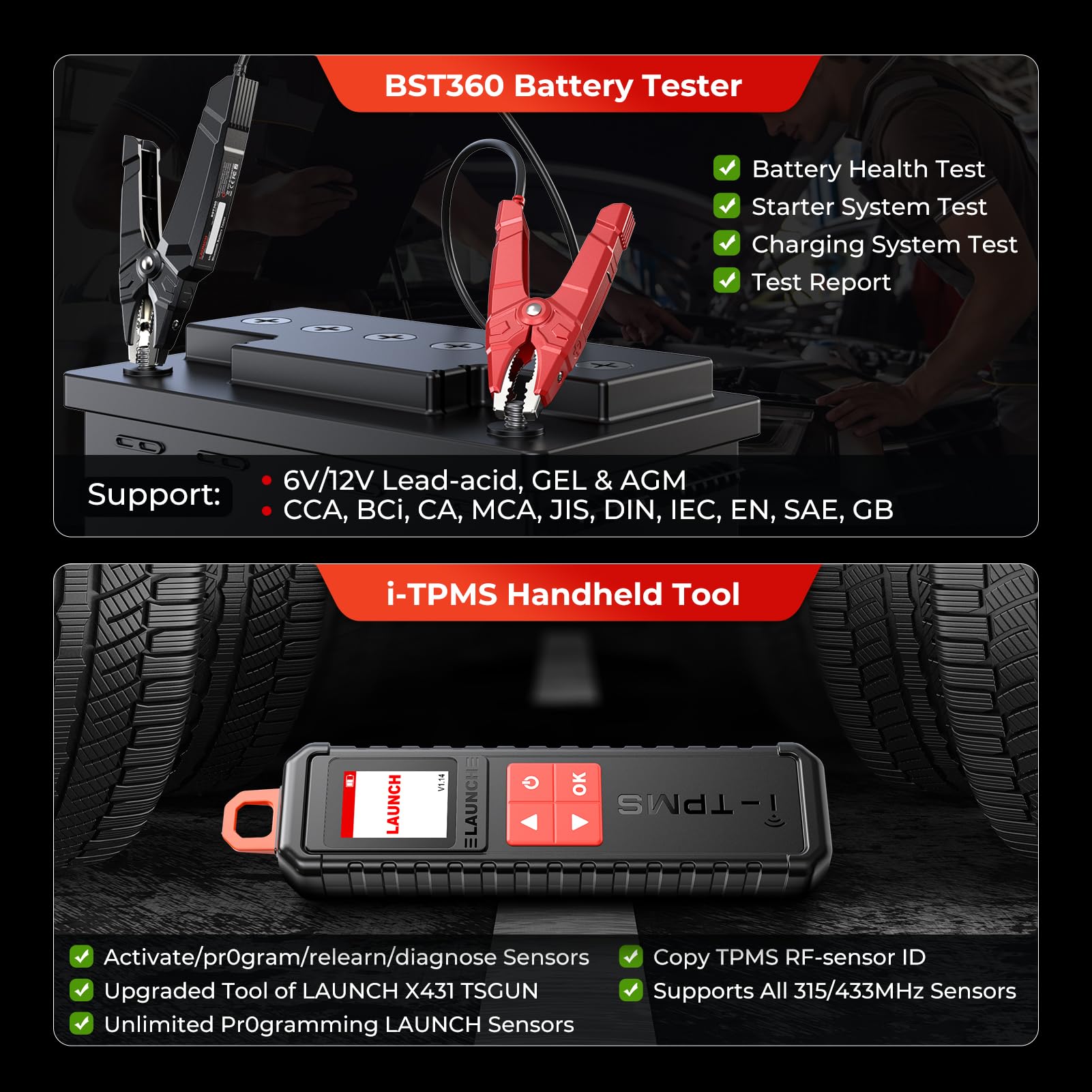 LAUNCH CRP919X paired with i-TPMS tool demonstrating sensor programming and relearn