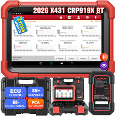 LAUNCH tablet front view showing clear diagnostic interface and fast navigation benefits