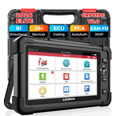 LAUNCH front tablet view showing screen and controls for quick diagnostics