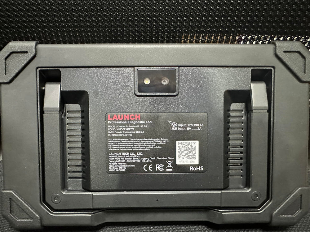 LAUNCH product label close-up showing memory, Android and update features