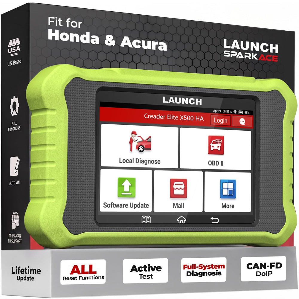 LAUNCH X500 front view showing device screen and robust housing for quick diagnostics