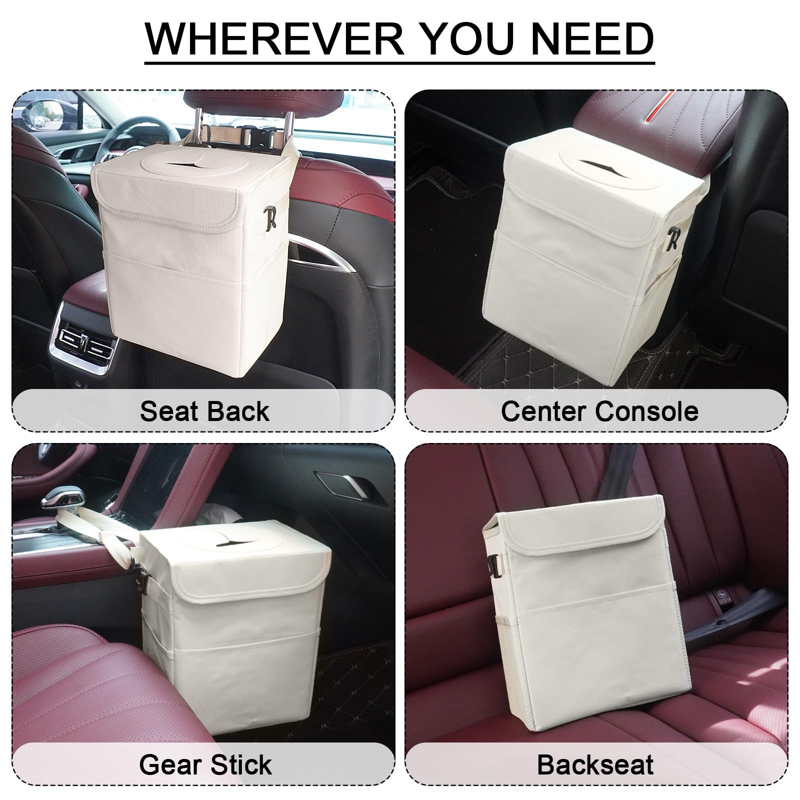 LCMWHOP exterior pocket detail holding tissues and phone for organized storage