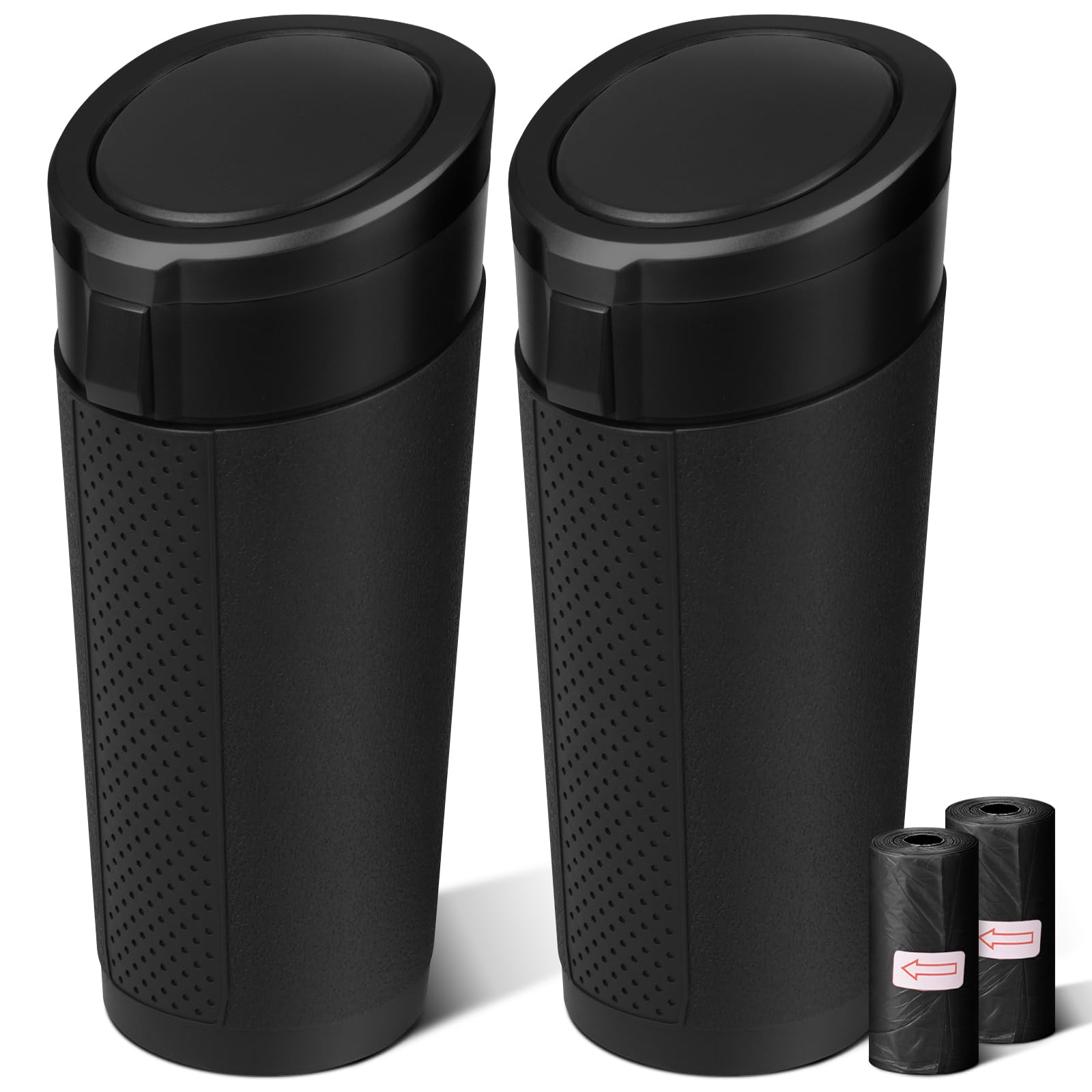 LCMWHOP front view of two-pack trash cans showing design and compactness