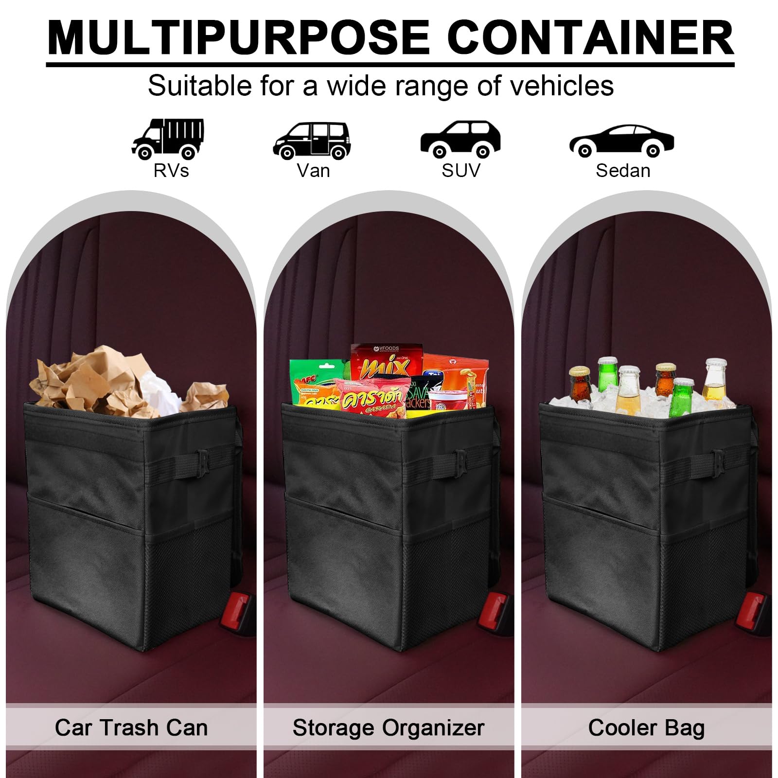 LCMWHOP trash can next to water bottle showing compact size and space-saving benefit