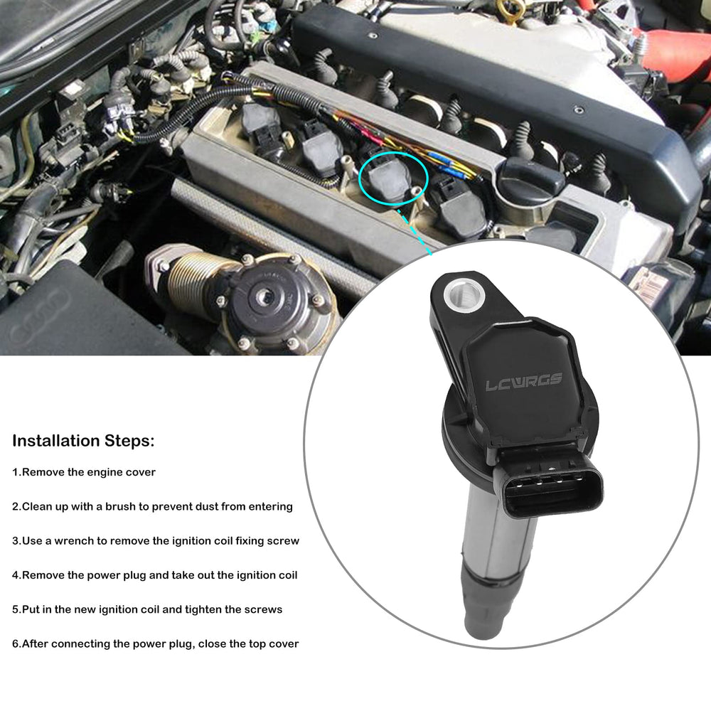 Four LCWRGS ignition coils side-by-side for size and scale comparison to confirm fitment before installation
