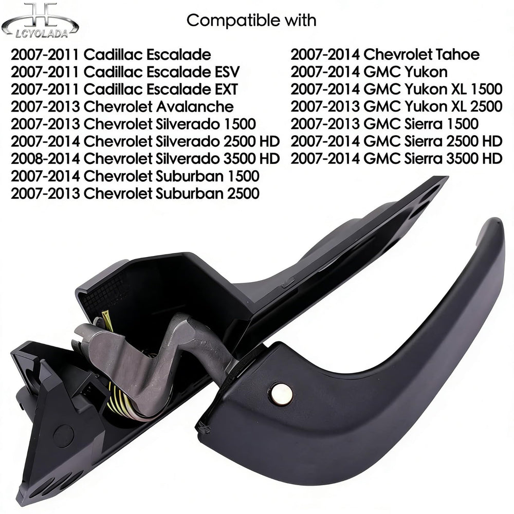 Lcyolada handle angled to show mounting points and linkage compatibility, simplifies installation