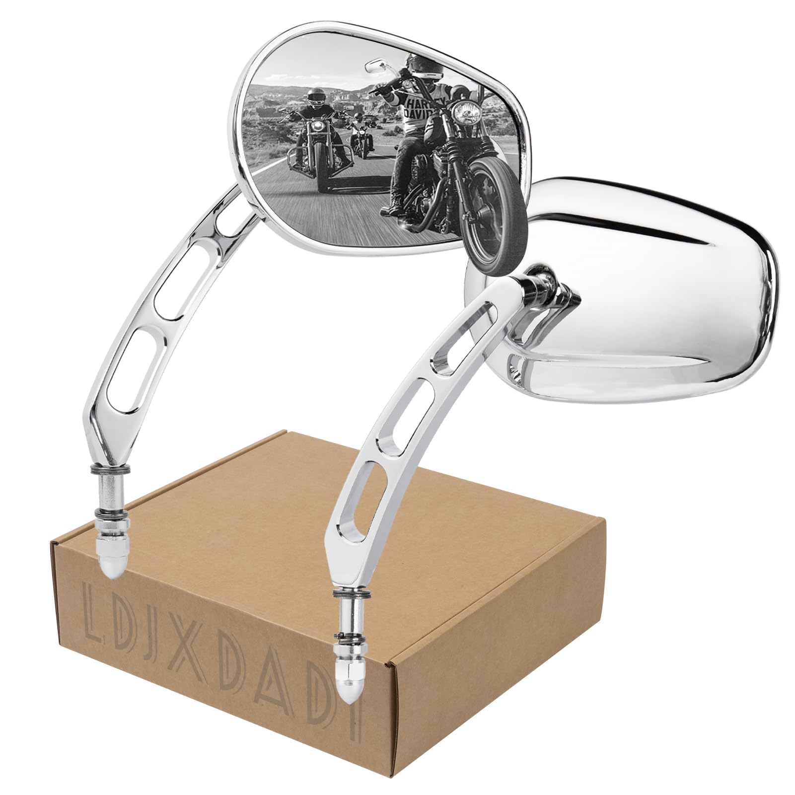 LDJXDADI front view chrome mirror showing polished finish and clean lines for upgraded style