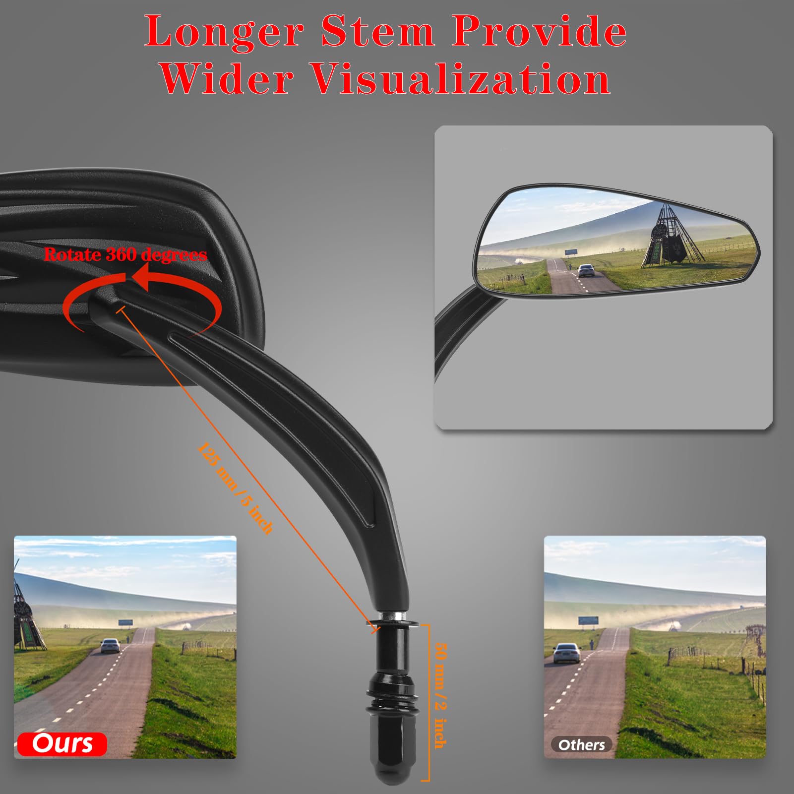 LDJXDADI mirror glass close-up highlighting clear white-transparent lens for better sightlines